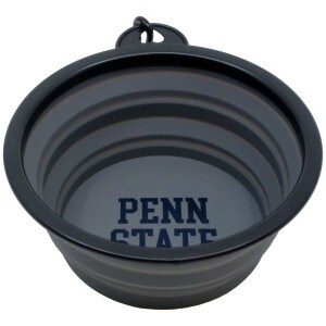 expanded collapsible pet bowl with Penn State on inside bottom